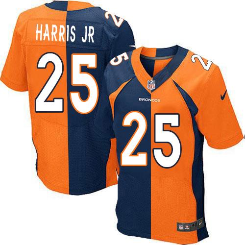 Nike Broncos #25 Chris Harris Jr Orange/Navy Blue Men's Stitched NFL Elite Split Jersey - Click Image to Close